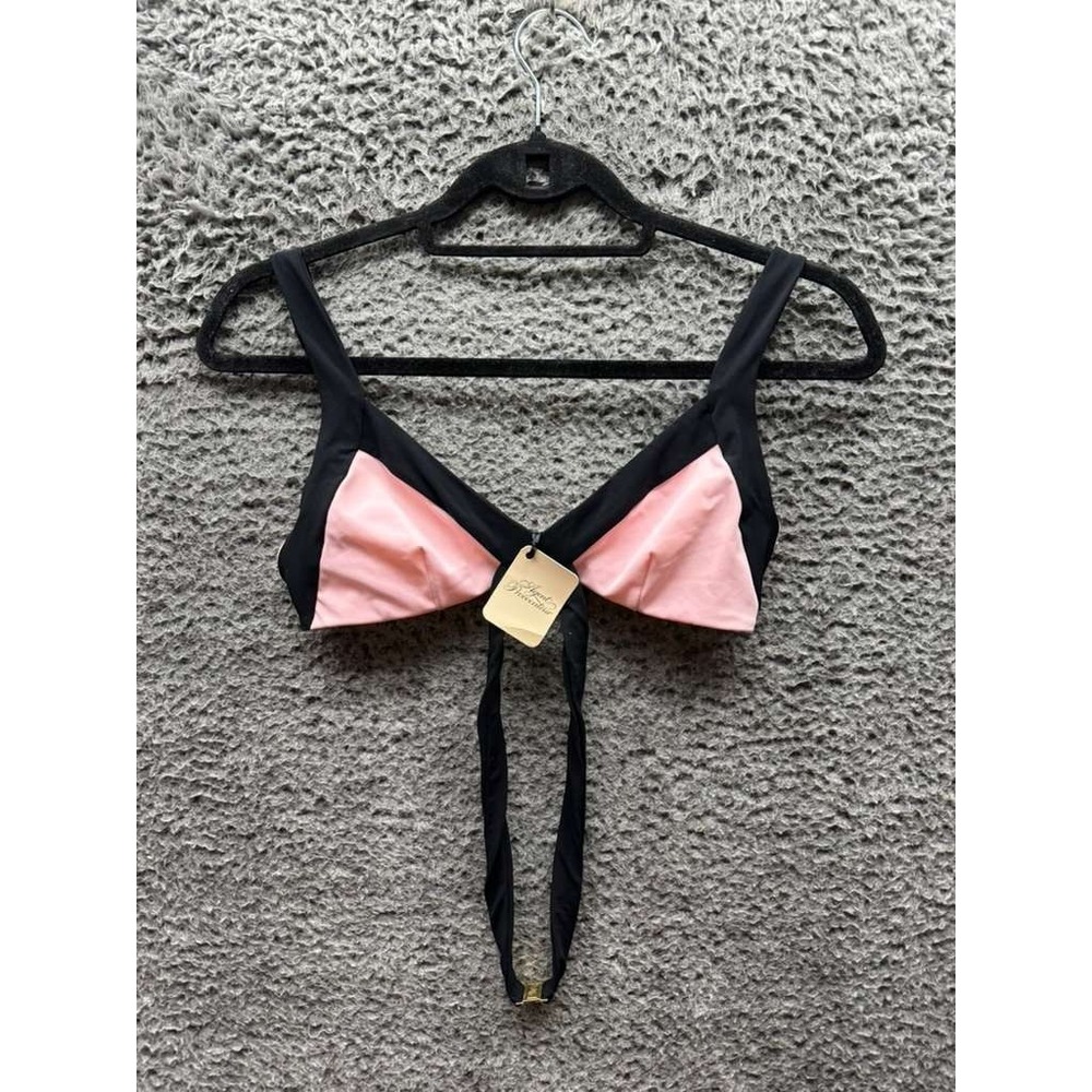 NWD Agent Provocateur Mazzy Triangle‎ Cup Bikini Top Black Pink Womens Size 4